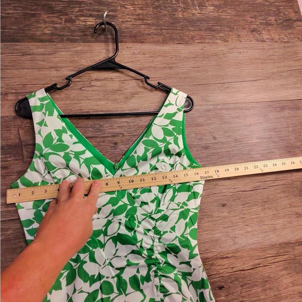 Donna Ricco Leafy Green and Cream Midi Dress - Picture 3 of 9